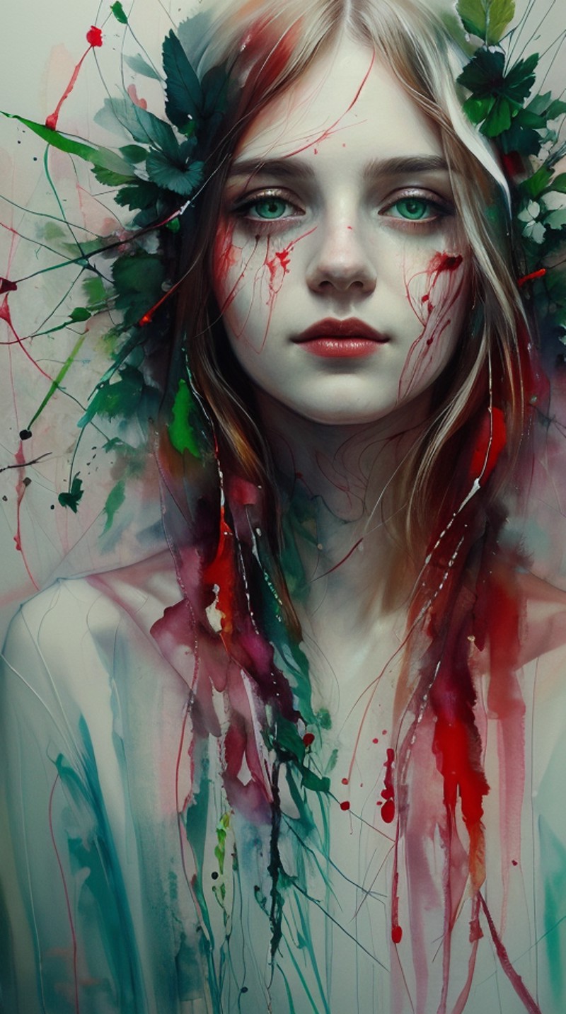 russian beautiful woman,(( art  by Agnes Cecile ))  painting named surrealistic dream of mystery utopia,(cyber vibe, dark ...