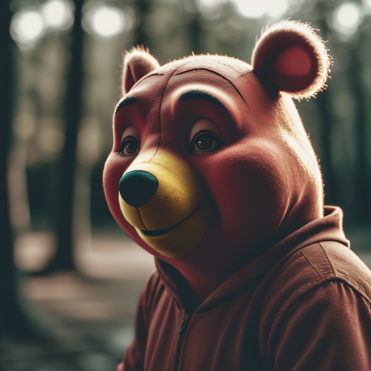 <lora:TestLUTs1:0.6>
winnie the pooh, closeup portrait, cinematic horror LUT