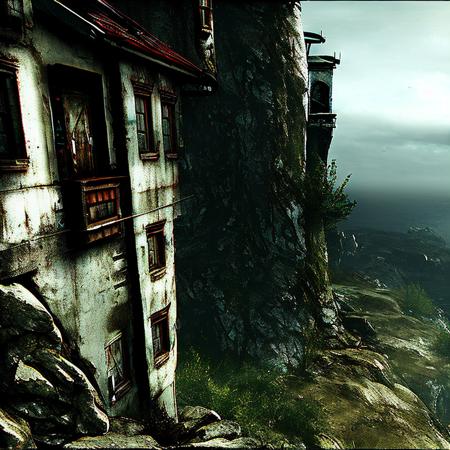 A house on the top of a cliff, by Apocofy