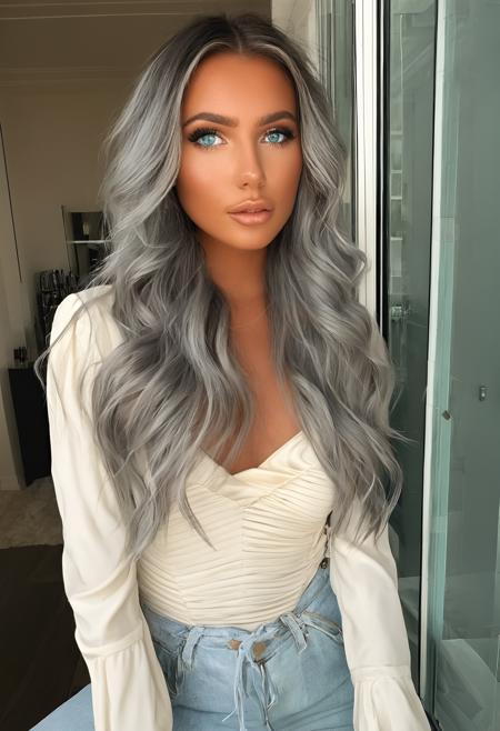chvnmxlrd, 1girl solo realistic 24 year old, flat chest, Grey messy hair, caucasian, teal eyes, fair skinned, best quality, RAW photo, subject, 8k uhd, high quality, photorealistic, prosperous, fair-skinned female, pale skin, affluent, affluent, Exquisite, shot on 70mm, luxurious, Through a window shot <lora:chvnmXLrd:0.9>