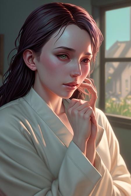 Hyper realistic adult male guardian angel donned in white robes, 
caught in mid-close-up, 
surrounded by a detailed and intricate environment, 
soft light illuminating the scene, 
combining artistic styles of Greg Rutkowski, 
Loish, 
Rhads, 
Beeple, 
Makoto Shinkai, 
Lois Van Baarle, 
Ilya Kuvshinov, 
Rossdraws, 
Tom Bagshaw, 
and Alphonse Mucha, 
with, 
unreal engine, 
greg rutkowski, 
loish, 
rhads, 
beeple, 
makoto shinkai and lois van baarle, 
ilya kuvshinov, 
rossdraws, 
tom bagshaw, 
alphonse mucha, 
global illumination, 
detailed and intricate environment