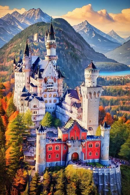 Neuschwanstein Castle (Bavaria, Germany) [Pony & SD1.5] Pony