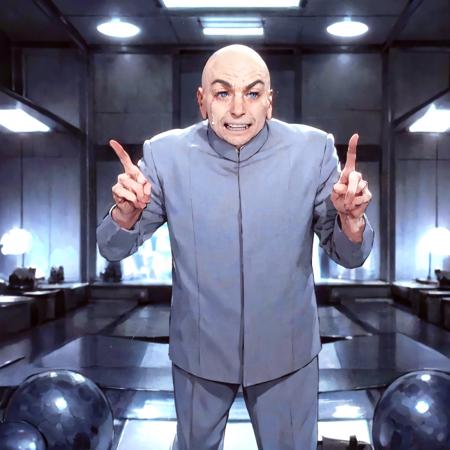 ((a man standing in a spotlight, evil grin,full body)), explosions((<lora:DrEvilLoRA:1>drevil bald with scar on his right cheek, grey coat)), high detail skin, high detail eyes, high detail hair, highres, ultra detailed, detailed pores, imperfect skin, detailed reflective shiny skin, diffused skin pores,sharpen picture, Highly detailed, masterpiece, best quality, photorealistic, clean shaven