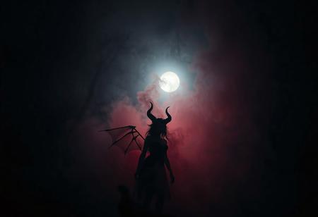  a dark horror scene, in the foreground a cute succubus made out of smoke, silhouette, dwarfed by a dark grotesque but organic forest in the background, ultra detailed, dimm unreal dark night, mix of black nightmares and dark fantasy. soft glowing red lights in the fine fog, enpowering the contrast of the low angle shot,.
Shot with a full-frame DSLR, 85mm lens at f/1.8 for shallow depth of field, ISO 400, 1/100 shutter speed. Natural light enhanced with slight post-processing contrast boost and neutral tone grading. balancing organic horror with macabre fantasy,