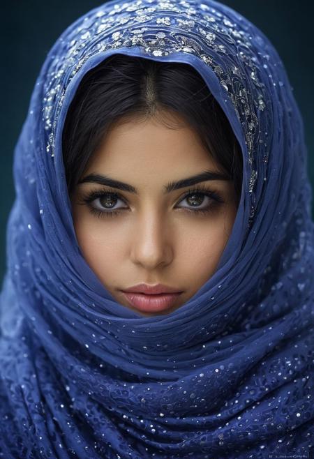 Persian Girl.(photo by Kassian Cephas:1.2), award winning,
optimizing and space-age atmosphere with soft particles,
sublime achievement with raw details,
(bluish-white and tyrian purple colors:0.1),  (center composition:0.1),