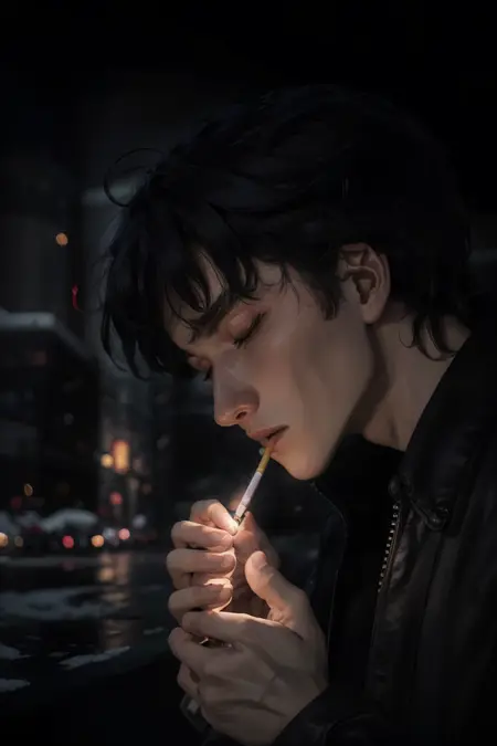 lighting cigarette | 点烟