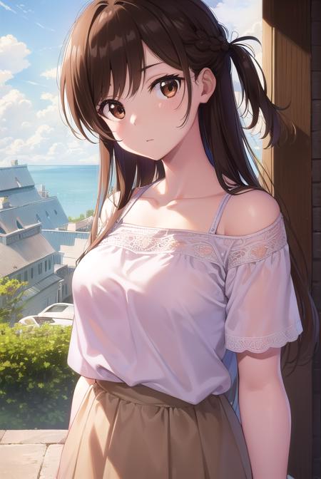 mizuharachizuru, <lyco:mizuharachizuru-lyco-nochekaiser:1>, 
mizuhara chizuru, long hair, brown hair, (brown eyes:1.7), (one side up:1.5), bangs, braid, hair braid,
BREAK bare shoulders, collarbone, pink shirt, puffy short sleeves, puffy sleeves, red bow, shirt, short sleeves, skirt, white skirt,
BREAK outdoors, city,
BREAK looking at viewer, (cowboy shot:1.5),
BREAK <lyco:GoodHands-beta2:1>, (masterpiece:1.2), best quality, high resolution, unity 8k wallpaper, (illustration:0.8), (beautiful detailed eyes:1.6), extremely detailed face, perfect lighting, extremely detailed CG, (perfect hands, perfect anatomy),