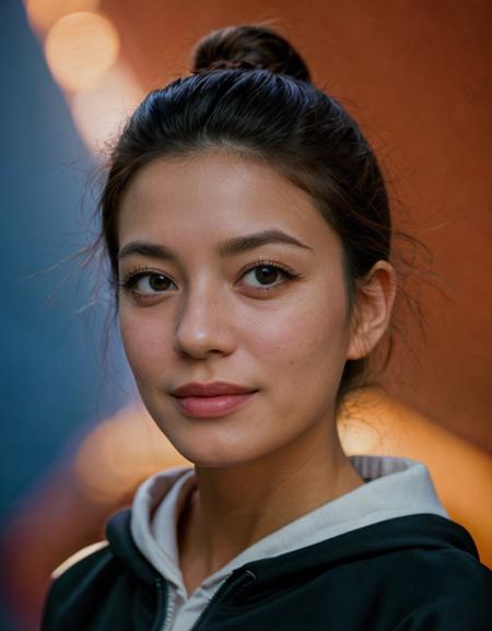 analog film photo solo, realistic, ((indonesian woman)), (((black hair))), (((grin512:1.1))), (((Graphic hoodie, biker shorts, chunky sneakers))), ((sunrise, vibrant colors, horizon glow, tranquil)), ((dynamic pose)), PA7_Human-Likeness, PA7_Photo, high detailed, PA7_Portrait-HL_v2, high detailed, 8k, clear facial features, <lora:PAseer-SD15-LCM Quick:1> <lora:CN_-_Vicki_Zhao_Wei:1> vickizhao <lora:GStyle_-_Photography_Style:.2> gstyle <lora:add_detail:0.2> <lora:add_sharpness:0.1>            . faded film, desaturated, 35mm photo, grainy, vignette, vintage, Kodachrome, Lomography, stained, highly detailed, found footage