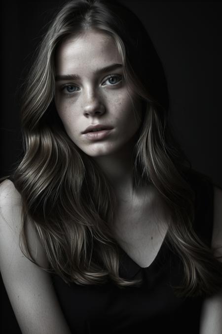 (detailed realistic background:1), (official art, beautiful and aesthetic:1 ), realistic lighting, cinematic lighting, hyperrealism, soothing tones, muted colors, high contrast,
1 girl, long hair, model face, beautiful eyes, makeup, wearing a black lance dress, (model pose), simple dark background, (spotlight, greyscale, film grain:1.4. polaroid), (NSFW:1.2)