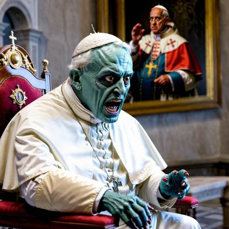 (masterpiece:1.2), best quality,uhd, Monster, The Pope in the vatican <lora:Monster_XL_V1:1>