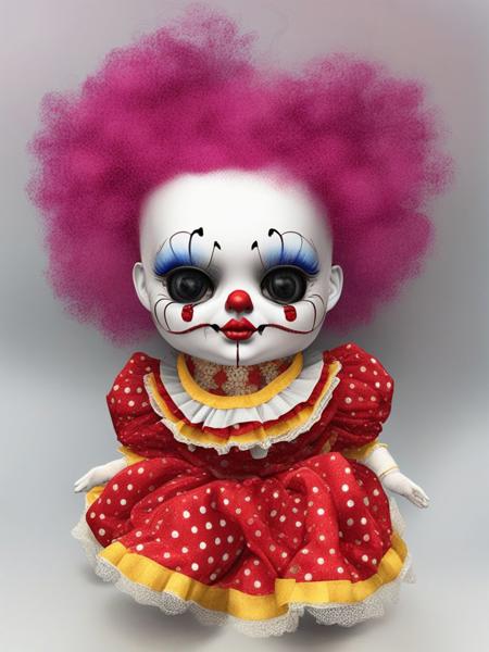 A crazy clown DollZ style <lora:DollZ_style:0.8>