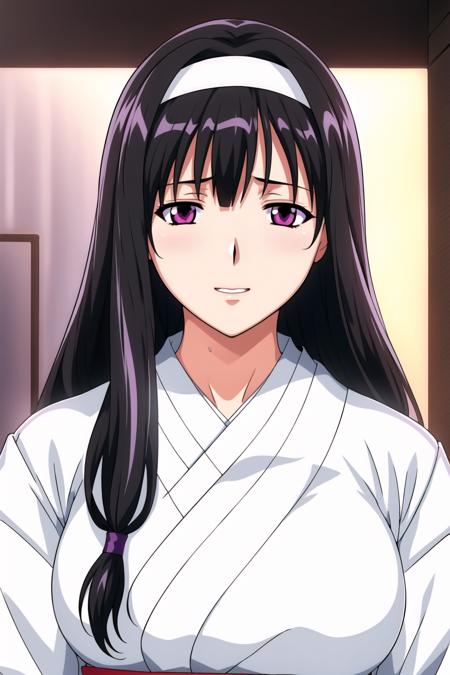 Simple White Background,
japanese clothes,detached sleeves,hakama skirt,
<lora:Chiaki_Tachibana_Houkago-KK77-V1:0.7>,miko,
black hair,Bangs,purple eyes,long hair, White hairband, 
<lora:Mariana_Luciano_NON_VIRGIN-KK77-V1:0.3>,<lora:more_details:0.1>,
1 girl, 20yo,Young female,Beautiful Finger,Beautiful long legs,Beautiful body,Beautiful Nose,Beautiful character design, perfect eyes, perfect face,expressive eyes,perfect balance,
looking at viewer,(Focus on her face),closed mouth, (innocent_big_eyes:1.0),Light_Smile,
official art,extremely detailed CG unity 8k wallpaper, perfect lighting,Colorful, Bright_Front_face_Lighting,shiny skin, 
(masterpiece:1.0),(best_quality:1.0), ultra high res,4K,ultra-detailed,
photography, 8K, HDR, highres, absurdres:1.2, Kodak portra 400, film grain, blurry background, bokeh:1.2, lens flare, (vibrant_color:1.2),professional photograph, 
(Beautiful,large_Breasts:1.4), (beautiful_face:1.5),(narrow_waist),