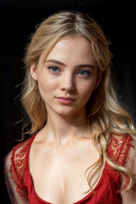 masterpiece, best quality, cinematic, volumetric lighting, very detailed, high resolution, sharp, sharp image, 4k, 8k, 35 mm,
<lora:Ciri_TheWitcher_FreyaAllan_smf_lora_v01-000006:0.9>, 1girl, c1r1fr3y4-smf wearing a red dress, cleavage, solo, blonde hair, long hair, realistic, jewelry, earrings, lips, portrait, looking at viewer, photo (medium), blue eyes, face, simple background, grey eyes, photorealistic, closed mouth