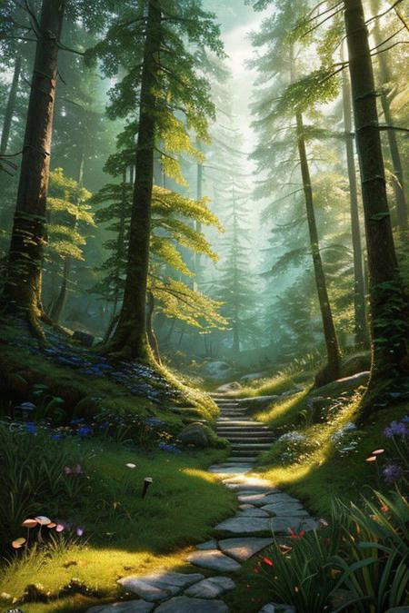 masterpiece, best quality, high quality,extremely detailed CG unity 8k wallpaper, An enchanting and dreamy scene of a fantasy forest, with towering trees, glowing mushrooms, and hidden fairy glens, creating a sense of mystique and enchantment, artstation, digital illustration, intricate, trending, pastel colors, oil paiting, award winning photography, Bokeh, Depth of Field, HDR, bloom, Chromatic Aberration ,Photorealistic,extremely detailed, trending on artstation, trending on CGsociety, Intricate, High Detail, dramatic, art by midjourney