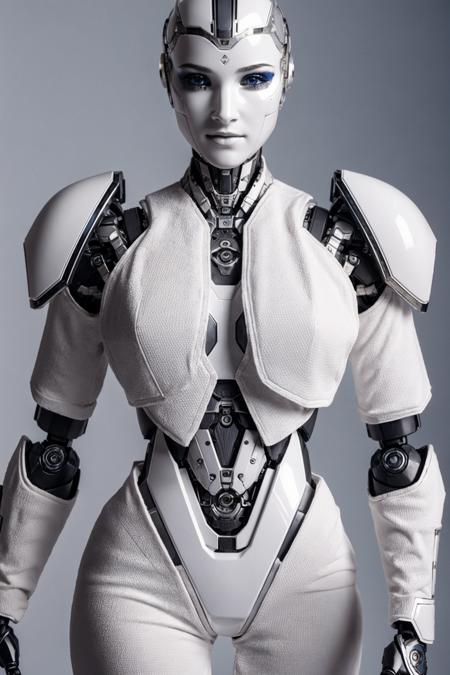 Human with robot body part, cinematic light, white background, unreal engine, (intricate details, hyperdetailed:1.15) (skin texture:1.2)  <lora:Ali_Larter_512x768:0.85>