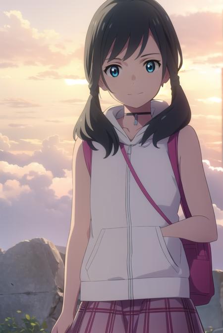 hinaamano, <lora:hina amano movie-lora-nochekaiser:1>,
hina amano, black hair, twintails, blue eyes, smile,
BREAK skirt, jacket, sleeveless, choker, hood, bag, hoodie, white jacket, backpack, hood down, hooded jacket, pink skirt, sleeveless jacket, sleeveless hoodie,
BREAK outdoors, sky, day, cloud, sunlight, cloudy sky, wind, light rays,
BREAK looking at viewer, (cowboy shot:1.5),
BREAK <lyco:GoodHands-beta2:1>, (masterpiece:1.2), best quality, high resolution, unity 8k wallpaper, (illustration:0.8), (beautiful detailed eyes:1.6), extremely detailed face, perfect lighting, extremely detailed CG, (perfect hands, perfect anatomy),