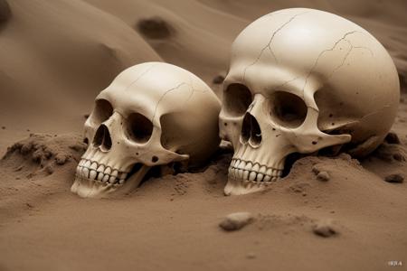 photo shoot style, world masterpiece, super unique highly professional digital art, film frame, super realistic, (Digital color RAW photo with super super fine details and quality: 1.2), photo (((full frame: 1.5))) , sand human skull sucking in the surroundings, fantasy, professional soft cinematic lighting, global illumination, soft shadows, (super fine bone texture detail: 1.2), (large depth of field), 8k uhd, dslr, film frame, grainy film, 85mm, f/1.4, ISO 64, f16, 40 sec.