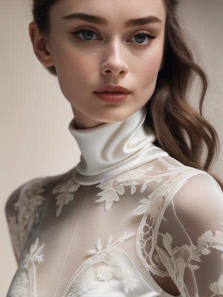 close up photo of adr, turtleneck white silk and lace dress, sexy, beautiful, young, dslr, 8k, 4k, ultrarealistic, realistic, natural skin, textured skin