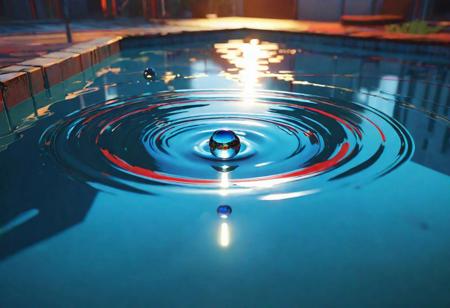 Water drop into a pool ripples. perfect reflections, splash paint, by Ilya Kuvshinov, Jeremy Mann, Russ Mills, WLOP, Dan Mumford, Grandfailure, Ismail Inceoglu, soft lighting, Behance HD, Artstation, Deviantart, Reflective, 8k resolution, incredible composition, deep colors, maximalist, cell-shaded, photorealistic