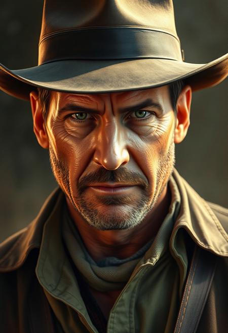 Ultra realistic Portrait of Indiana Jones.