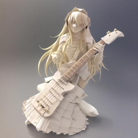 materpiece, best quality, ultra-detailed, made of paper, a beautiful origami girl playing guitar, long hair, blonde hair, beautiful face, full body, in the night,milkyway, ,<lora:origamiV1:1>