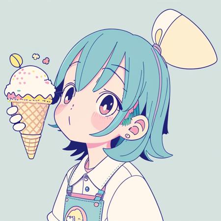 kaneko 1girl, springtime adventure, ice cream cone, llustration, <lora:BeCute:0.5>, high quality, high resolution