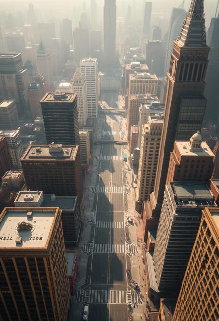 Gravity has disappeared in the city and everything starts to rise into the air, a bird's-eye view,