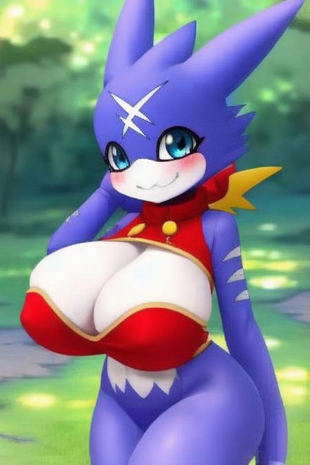 ((masterpiece,best quality)),best res,(large breasts:1.3),good anatomy,cute,(sexy:1.3),very cute face,hot,blushing,female,smiling,very detailed,4k,happy,blushing,,full body,smiling,,female,.looking at viewer,standing,female,(anthro:1.3),gumdramon