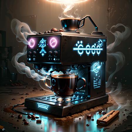 <lora:GlowingRunesAI:.8>, GlowingRunesAI coffee machine