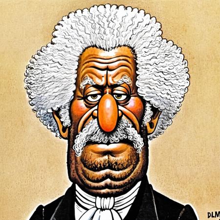 cartoon of Frederick Douglass (American social reformer, abolitionist) ,   in (donmartin style:1.2), caricature,  amused  facial expression,(  caricature:0.4),  HQ, high resolution,  crisp lines,    detailed eyes and lips, by don martin <lora:DonMartin_StyleXLv6.6:0.85>  <lora:add-detail-xl:0.04> <lora:xl_more_art-full_v1:0.05>