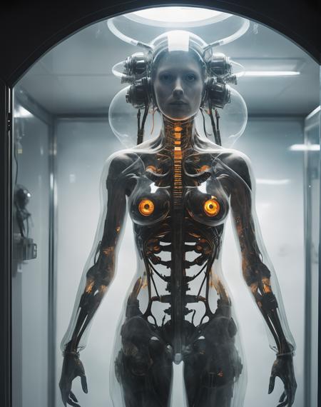 symbiotic relationship between mechanical insect parasite and a transparent alien woman,(double exposure:1.3) effect of (nude female full body:1.2) portrait silhouette,superimposed against space station by Conrad Roset,(Brandon Kidwell:1.2),Andreas Lie,Dan Mountford,Agnes Cecile,Jeremy Mann,oil and ink canvas,fine art,biolumiscent,super dramatic light,photoillustration,amazing depth,hyperdetailed,iridescent white,redundant dreams,intricate detailed,amazing depth,stunning atmosphere,mesmerizing whimsical vibrant scenery,maximalism (Beautiful Outside, Ugly Inside, Stress and Pain, Beauty and Despair, Hard and Soft, Positive and Negative, Hot and Cold, Sweet and Sour, Vibrant and Dull, Perfect Harmony, Light and Dark, Hot and Cold, Old and Young, Fire and Ice, Yin and Yang, Opposites, Black and white, Hot and Cold, Organic and Mechanical, Corresponding colors, Loud and Quiet, Chaos and Peace,  Night and Day:1.4) complex masterwork by head of prompt engineering,<lora:add-detail-xl:2>,<lora:Aether_Ghost_v1.1_LoRA:0.8>,<lora:wowifierXL:0.1>,
