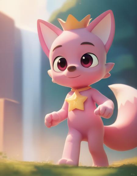 fox, pink fur, crown, star (symbol)