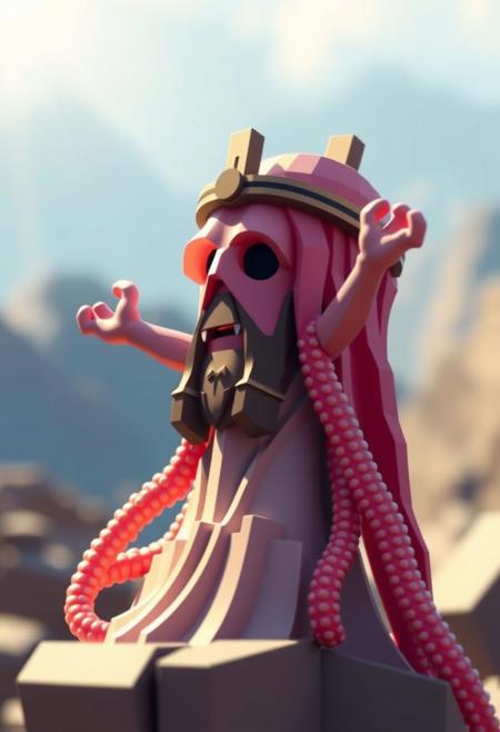 Jesus Christ but it is really a squid 
Voxel style