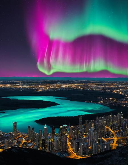 <lora:Aurora-1:1>,aurora-1,aurora,sky,city,, prompt .,in the style of yellow and magenta, hd, black and cyan,,