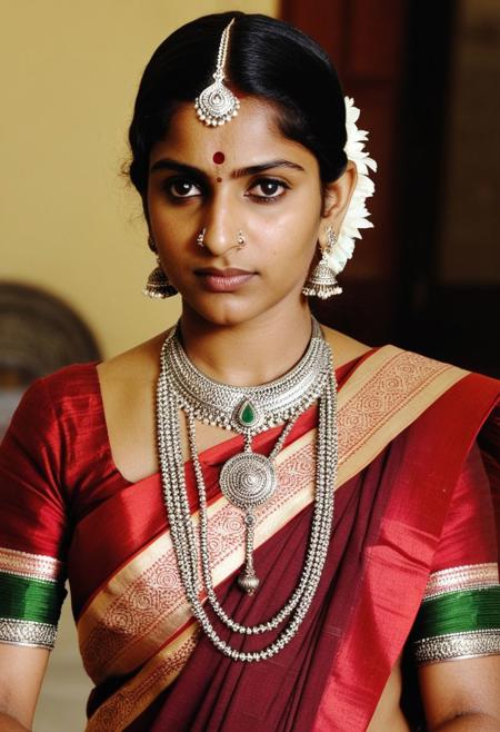 (Hindu woman), (1boy, Sex, Missionary Sex, saree:1.4), (Large boobs :1.4), (3D, Veins, Birth marks, Sweating , Bindi, Nose ring, Bangles, Mehndi :1.2),(True skin, hair braid:1.5)
