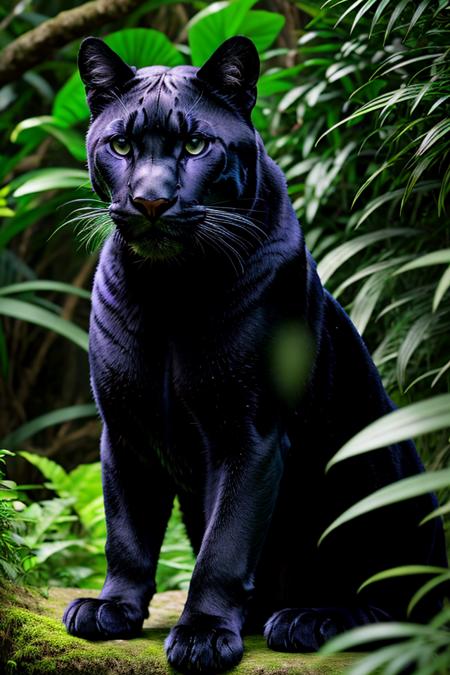 panther sitting in lush and vast jungle, ultra high quality, brilliant, highly detailed, UHD 8k, (crisp details), sharp focus, full body, cinematic
 extremely detailed wallpaper, highly detailed, extremely detailed, Cinematic Lighting, sparks, lensflare, rim lighting, backlighting, Chromatic Aberration, RTX, Post Processing,