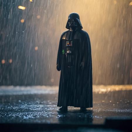 cinematic film still of  <lora:Darth Vader:1.5>
Darth Vader a painting of a darth vader in the rain in star wars universe, shallow depth of field, vignette, highly detailed, high budget, bokeh, cinemascope, moody, epic, gorgeous, film grain, grainy