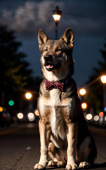 cinematic film still (top-quality, 8K, masterpiece:1.3) A photo of a towering, flustered werewolf caught mid-sneeze, with a cloud of fur flying, wearing a polka-dot bow tie, in the middle of a suburban street taken with a telephoto lens highly detailed, detailed skin, streetlamp illumination
<lora:epi_noiseoffset2:1> . shallow depth of field, vignette, highly detailed, high budget, bokeh, cinemascope, moody, epic, gorgeous, film grain, grainy
