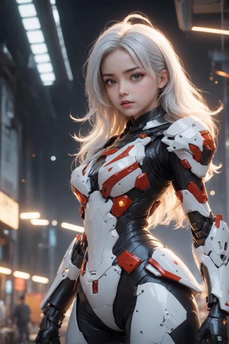 amazing quality, masterpiece, best quality, hyper detailed, ultra detailed, UHD, DOF, depth of field, HDR, perfect anatomy,
1 girl, cute, beauty, pretty, white hair, full body,( fighting stance:1.3), detail eyes,( face to viewer:1.4),space ship, universe space,(go into broken door:1.3), sparking, flame, Milky Way, star sky,
wearing fantastic black armor, holding glowing sword, (glowing shine and dazzling mecha:1.3),
technology style, future sense, red robot mecha, titanium mecha,
show face, explode, serious,ral-iontinvevisions,