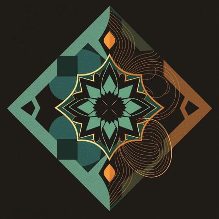 Indian stye 
An abstract illustration depicting transformation: from ordered geometric shapes to free organic lines.​​​​​​​​​​​​​​​​