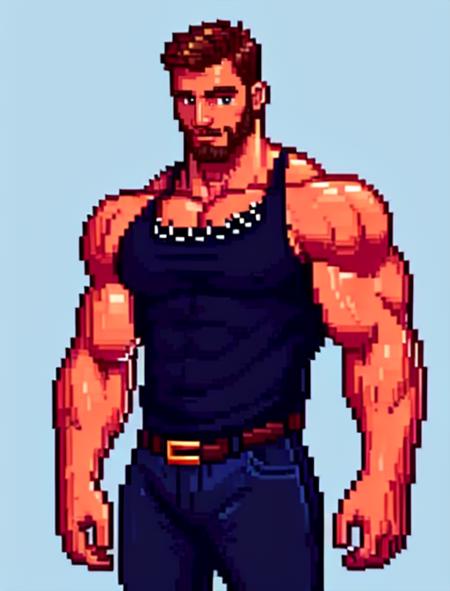 (1man),face portrait, muscular, brown eyes, casual clothes, handsome, (intricate details, Masterpiece, high quality, best quality), <lora:stareye_v2:1>, pixelart