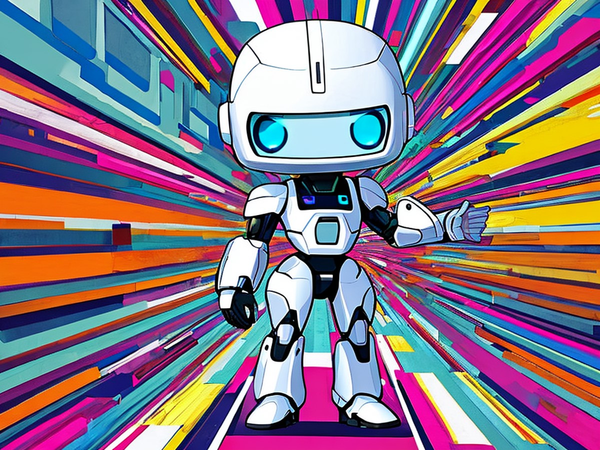 masterpiece, best quality, a futuristic white chibi robot BREAK with blue eyes working at a factory, BREAK vector art, pop...