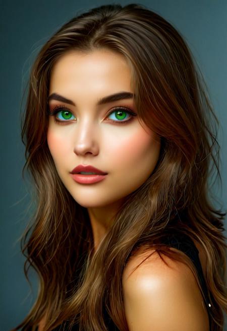 perfection style, perfection, perfect, perfecteyes, Style-Volumetric, UnrealisticDream, (8k, RAW photo, highest quality), (detailed eyes:1.3), soft lighting, photo, cinematography, high resolution, 8k, perfect composition, fine detail, beautiful woman, (V4l3r13, woman, brown hair, green eyes),
"A professional headshot of the influencer taken in a state-of-the-art studio by a highly skilled professional photographer using a Phase One XF IQ4 medium format camera. The subject is captured in exceptional detail, showcasing her flawless complexion, captivating expression, and striking features. The lighting setup employs a three-point configuration for a balanced yet dramatic effect. The key light is a large softbox angled at 45 degrees, producing soft, even illumination across her face while maintaining subtle shadows for depth. A fill light on the opposite side ensures the shadows are not harsh, while a hair light behind her adds a gentle glow, separating her from the background. The background is a neutral gray with a gradient effect achieved through controlled lighting, enhancing the subject's prominence. Shot with a Schneider Kreuznach 120mm f/4 lens at f/2.8, the image features an impeccable depth of field, isolating the influencer with a smooth, cinematic bokeh."