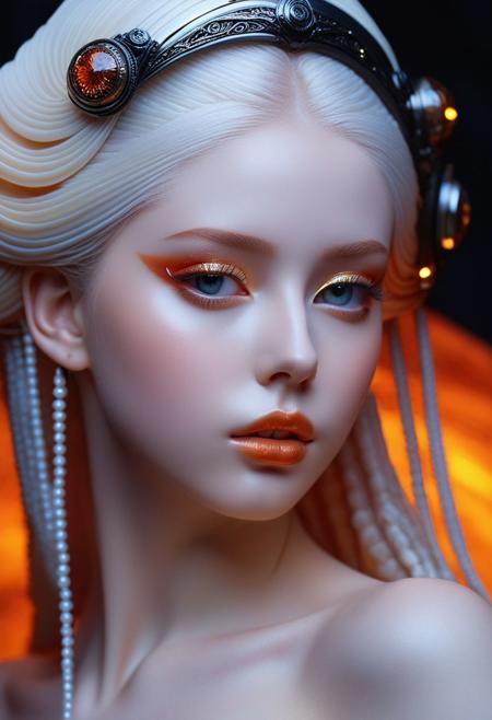 thighs-up,(masterpiece:1.1), (best quality:1.1), piercing ultra-details, (aesthetic:1.1), fantastic epic masterpiece, ((full-body-shot)), (dynamic standing pose:1.0) masterpiece, highest esthetic score, photo of an exquisitely beautiful pale skin european 1girl, 25-year-old, modern implementation of sci-fi  "botichhelli The Birth of Venus"starlight falls on beautiful gorgeous detailed face. Depth of field, insane details:1.4, ultra detailed, absurdres, 1:280f Zeiss lens, long aperture,   fiery opal, platinum, obsidian , carnelian onix, bare feet in the shell, extraterrestrial sight, intricate background, style by Hyung Jun Kim, bare feet, piercing eyes, detailed pupils, highresolution texture face, luminous face,