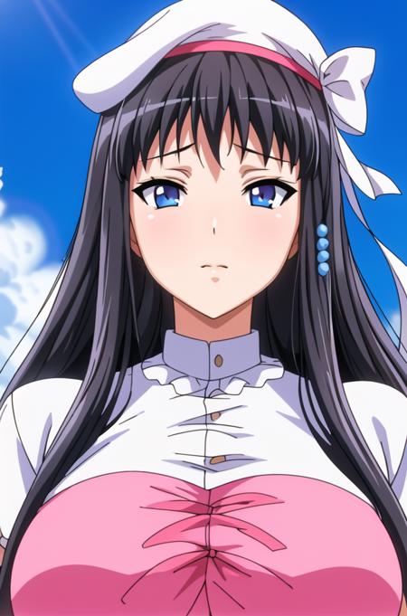 (day),White Background,blue sky,
pink and white dress, short sleeves,thighhighs,white hat,
<lora:Kisara_Himeno_Eroge-KK77-V1:0.7>,
bangs, black hair, blue eyes,long hair,hair ornament, hairclip,
<lora:Mariana_Luciano_NON_VIRGIN-KK77-V1:0.3>,<lora:more_details:0.1>,
1 girl, 20yo,Young female,Beautiful Finger,Beautiful long legs,Beautiful body,Beautiful Nose,Beautiful character design, perfect eyes, perfect face,expressive eyes,perfect balance,
looking at viewer,(Focus on her face),closed mouth, 
official art,extremely detailed CG unity 8k wallpaper, perfect lighting,Colorful, Bright_Front_face_Lighting,shiny skin, 
(masterpiece:1.0),(best_quality:1.0), ultra high res,4K,ultra-detailed,
photography, 8K, HDR, highres, absurdres:1.2, Kodak portra 400, film grain, blurry background, bokeh:1.2, lens flare, (vibrant_color:1.2),professional photograph, 
(Beautiful,large_Breasts:1.4), (beautiful_face:1.5),(narrow_waist),