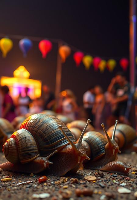 A group of snails enjoying a dance music festival