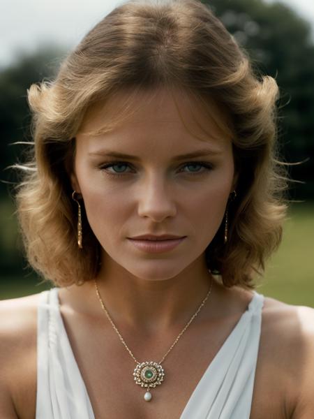 A beautiful ch3rylt woman,1girl,solo,long hair,breasts,looking at viewer,blonde hair,dress,jewelry,medium breasts,upper body,earrings,necklace,nail polish,lips,crossed arms,ring,curly hair,realistic,soft lighting, professional Photography, Photorealistic, detailed, RAW, analog, sharp focus, 8k, HD, high quality, masterpiece<lora:ch3rylt:1.0>