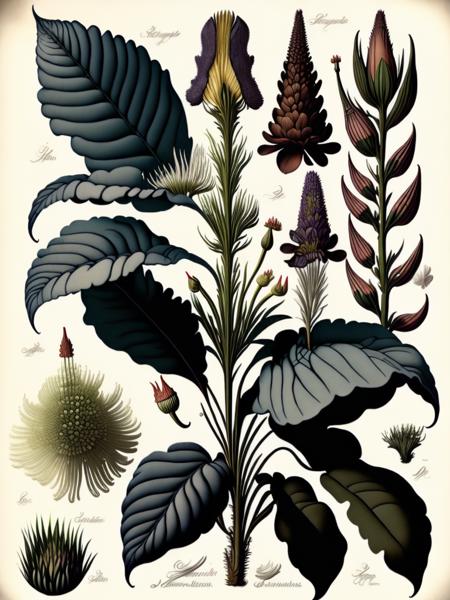 <lora:CenturyBotanicalIllustration:1>botanical illustration, types of flowers from another planet, white background, style of Pierre-Joseph Redoute