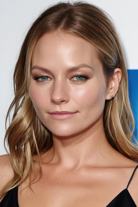 (CR-B3ckiNewton-summer4love263:0.9), full color (face closeup:1.0) photo of woman, grey background, (slick hair:1), (oiled shiny skin:1.0),