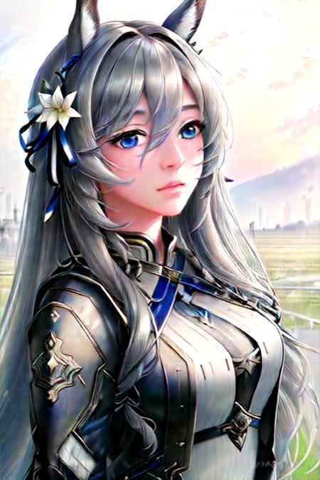 (((photorealistic))), cinematic photography, HDR, (((masterpiece))), (((extremely detailed))), best quality, original, dynamic posture, dynamic angle, trending on Artstation, trending on pixiv

(WonderAcute:0.8), umamusume, a girl with gray horse ears, long hair, blue eyes